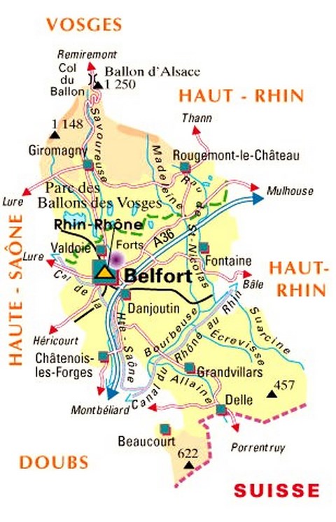 Carte du Territoire de Belfort (90)